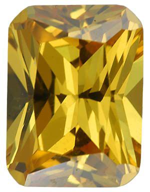 Emerald/Octagon Lab Created Yellow Cubic Zirconia
