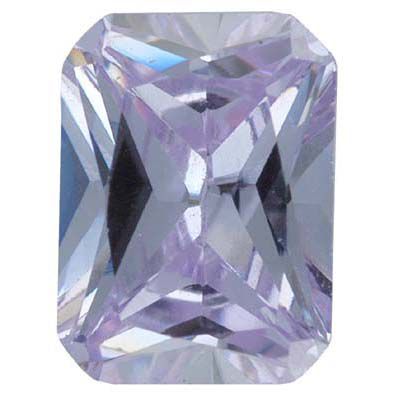 Emerald/Octagon Lab Created Lavender Cubic Zirconia