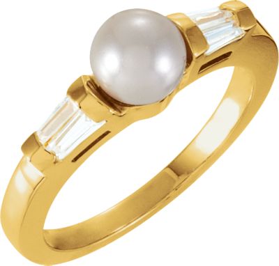 Ring Mounting for Pearl and Baguettes
