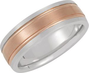 7mm Two Tone Milgrain Band with Brushed Finish