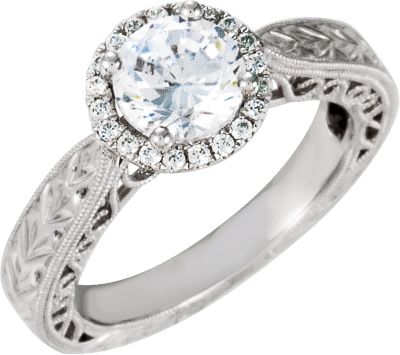 Semi-Mount Engraved Engagement Ring