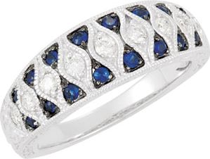 Genuine Blue Sapphire & Diamond Ring
