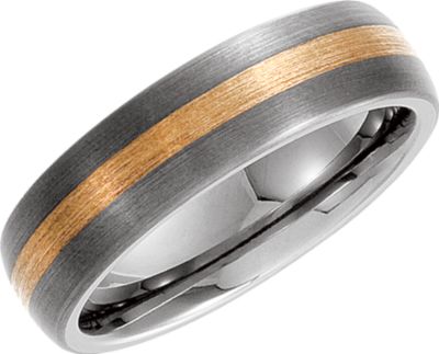Dura Tungsten&reg; 14kt Yellow Inlay Dome Band