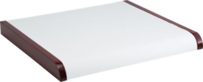 White Leatherette Large Platform with Cherrywood Trim