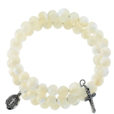 White Mother of Pearl Wrap Rosary