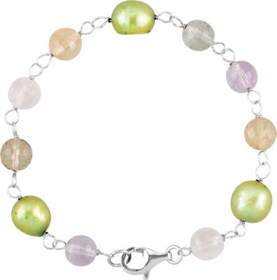 Freshwater Cultured Dyed Pearl & Natural Crystal Beads Bracelet