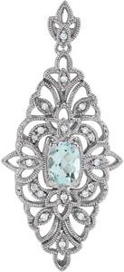 Genuine Aquamarine and Diamond Pendant