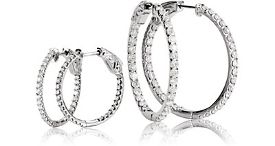 Diamond Hoop Earrings 14K White Gold
