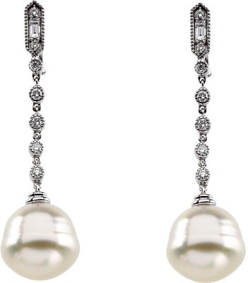 Cultured Pearl & Diamond Earrings