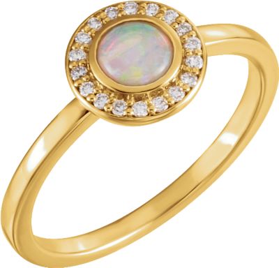 14kt Yellow Opal & 1/10 CTW Diamond Ring 