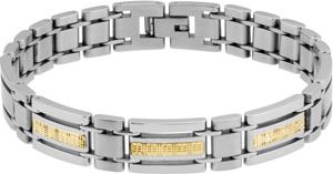 Stainless Steel Patterned Rectangular Link Bracelet