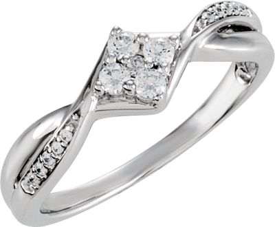 Round Quad Center Cubic Zirconia Twist Ring