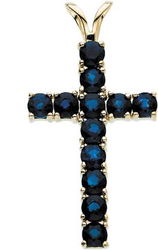 Genuine Blue Sapphire Cross Pendant