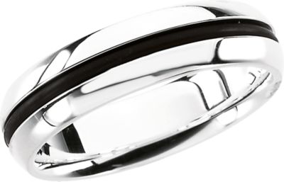 Gents Sterling Silver and Rubber Fashion Ring
