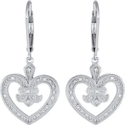 .06 ct tw Diamond Heart Design Earrings
