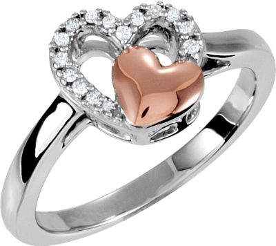 1/10 ct tw Diamond Double Heart Design Ring