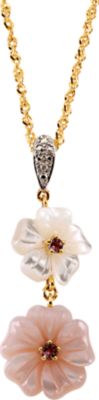 Genuine Pink Tourmaline, Mother Of Pearl & Diamond Pendant