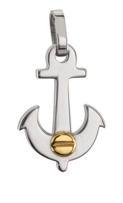 Stainless Steel Anchor Pendant with 14kt Yellow Screw