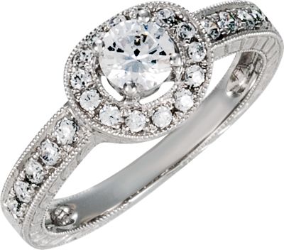 Semi-Mount Hand Engraved Engagement Ring