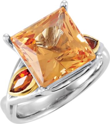 Genuine Precious Topaz and Citrine Ring
