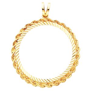 Diamond-cut Rope Tab Back Frame Pendant for U.S. $5.00 Coin