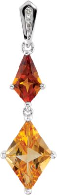 Genuine Madeira Citrine, Citrine & Diamond Pendant