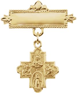 Four Way Medal Baptismal Brooch