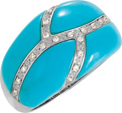 Genuine Chinese Turquoise & Diamond Ring