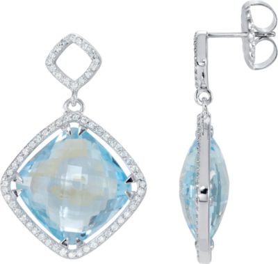 Halo-Styled Antique Square Shape Dangle Earrings