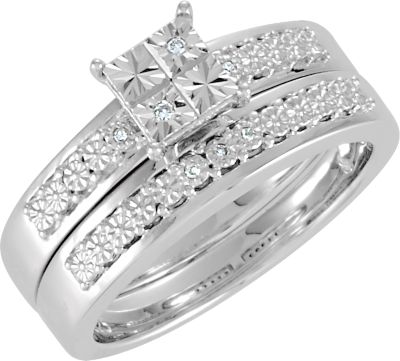Diamond Illusion Engagement Ring or Matching Band