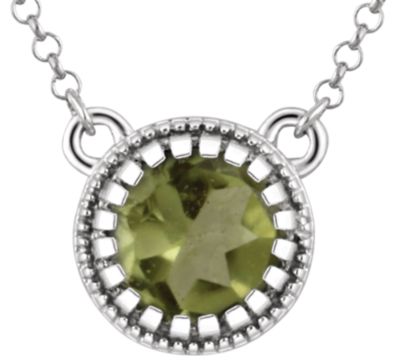 14kt White Peridot "August" 18" Birthstone Necklace