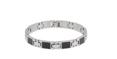 Stainless Steel Link Bracelet with Carbon Fiber