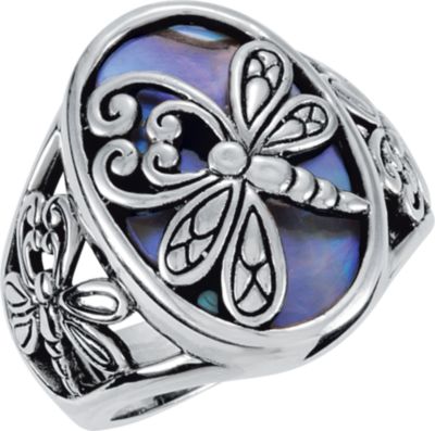 Genuine Abalone Dragon Fly Ring