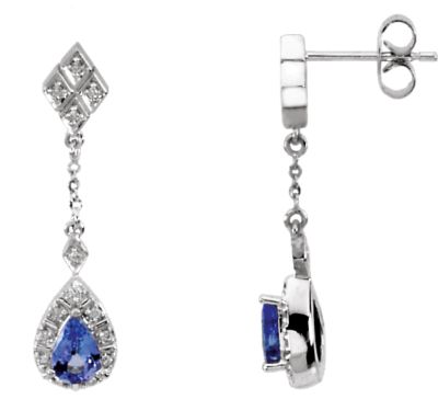 Genuine Tanzanite & Diamond Earrings