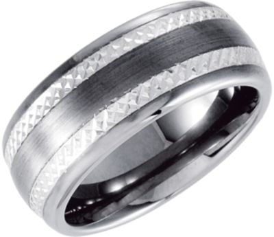 8.3mm Dura Tungsten&reg; Swiss Cut Sterling Silver Inlay Satin Band