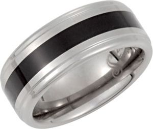 8.3mm Dura Tungsten&reg; Ridged Band with Black Enamel Inlay