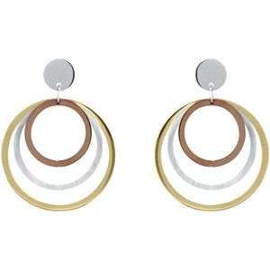 Amalfi&trade; Tri-Color Immersion Plated Stainless Steel Multiple Circle Hoop Earrings