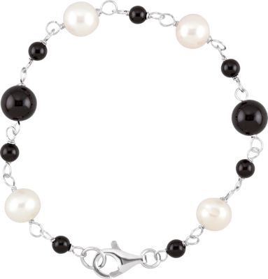 Freshwater Cultured Pearl & Onyx Beads Bracelet
