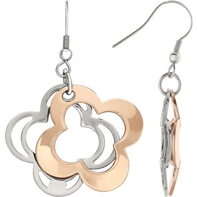 Amalfi&trade; Stainless Steel Open Clover Earrings with Rose Gold Immersion Plate