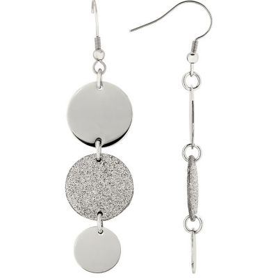 Amalfi&trade; Stainless Steel Round Drop Glitter Earrings with Immersion Plate