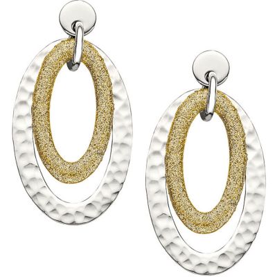 Amalfi&trade; Stainless Steel Oval Hammered Earrings with Immersion Plating