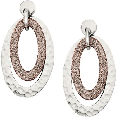 Amalfi&trade; Stainless Steel Oval Hammered Earrings with Immersion Plating