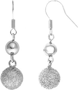 Amalfi&trade; Stainless Steel Glitter Ball Earrings