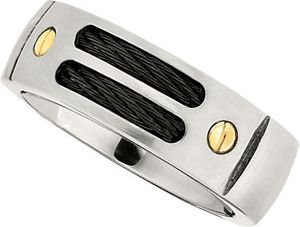 Titanium Band with Black Cable & Gray Laser Design