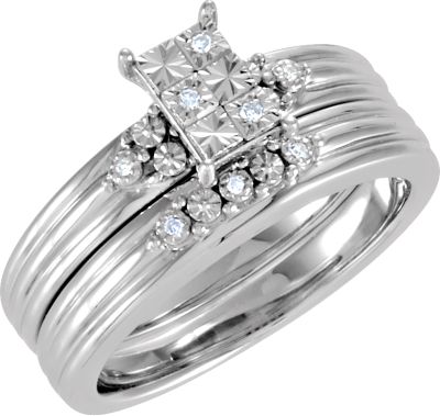 Diamond Illusion Engagement Ring or Matching Band
