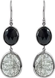 Genuine Onyx and Tourmalinated Quartz Earrings