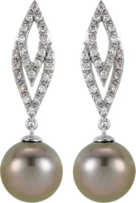 Tahitian Pearl and Diamond Earrings