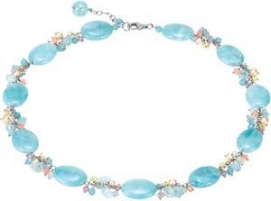 Genuine Dyed Blue Quartz, Swarovski Crystal & Pearl Necklace or Bracelet