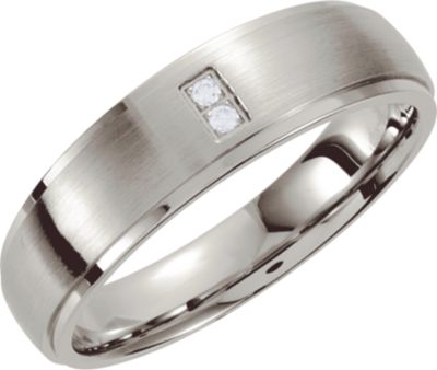 Stainless Steel .02 ct tw Diamond Tapered Band