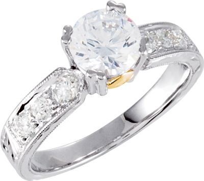 Hand-Engraved Engagement Ring Mounting & Band